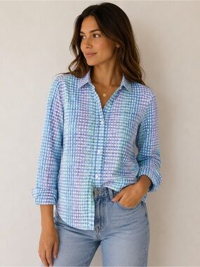 L.L. Bean Pastel Gingham Button-Down Shirt